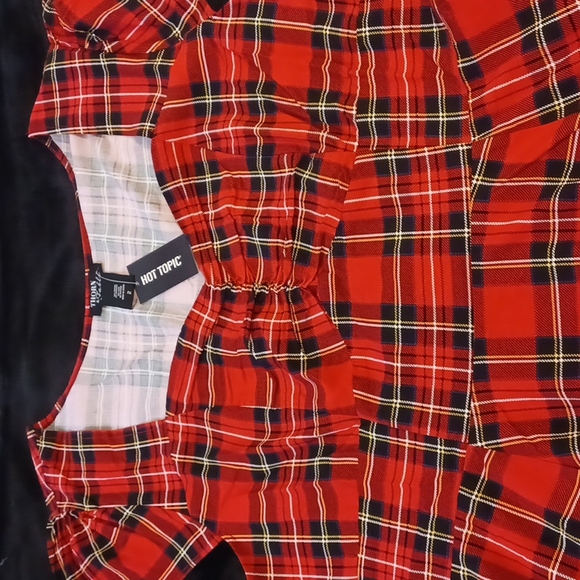 NWT 2x Tartan retro sweetheart dress with pockets red tartan. - Picture 1 of 12